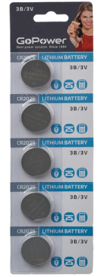 Элемент питания CR1632 Gopower Lithium Battery 3v BL5 цена за 1штуку