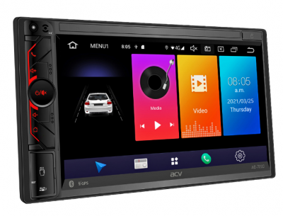 ACV AD-7220 2 DIN, FM, USB, SD, AUX, BT на Android 9.0 Slim body с MirrorLink и встроенным 4G LTE 