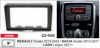 22-066 Рамка 9" DACIA Duster (2013-2017);RENAULT Duster (2015+);
