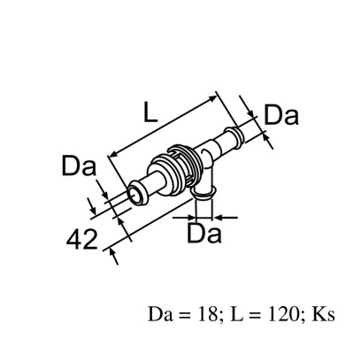 Клапан обратный (пластик) Da = 18; L = 120 1320563A/12785B 