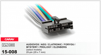 15-008 Разъем ISO AUDIOVOX / AEG / CLATRONIC / FORYOU / MYSTERY / PROLOGY / ELENBERG 20-pin (29x7mm)