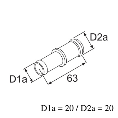Штуцер соединительный d=20х20 (пластик) 1320342A/66934C