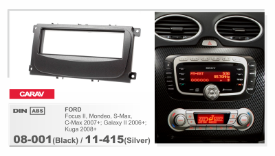 08-001 Рамка 1-DIN FORD Focus II, Mondeo,S-Max,C-Max 2007-11;Galaxy II 2006-11;Kuga 2008-12
